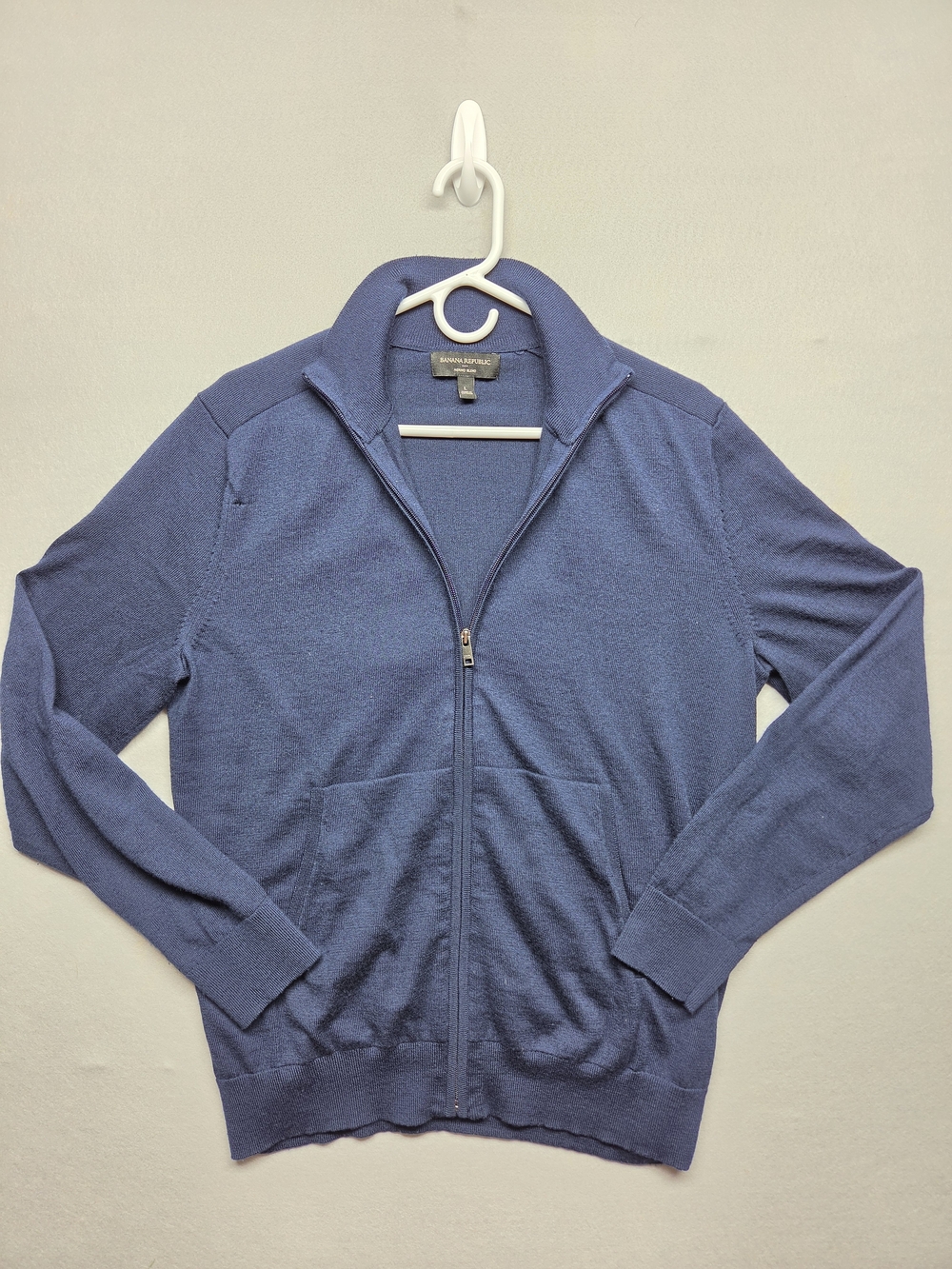 Banana Republic Merino Blend Men's Full-Zip Sweater - Blue Sz Large